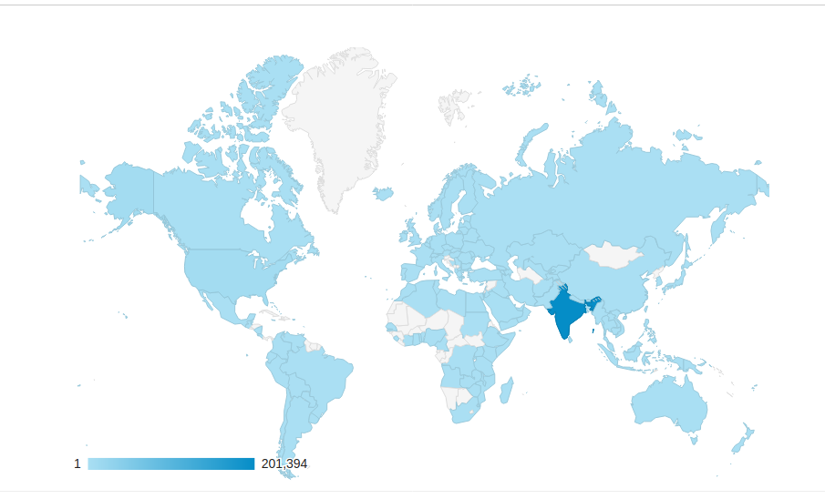 Heat Map of Visitors by Country. If it isn't here, something went wrong. Stupid website dev. Who made it anyway? Oh...