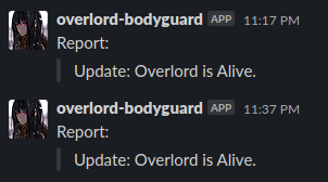 Overlord Bodyguard! Reporting for duty!. If it isn't here, something went wrong. Stupid website dev. Who made it anyway? Oh...
